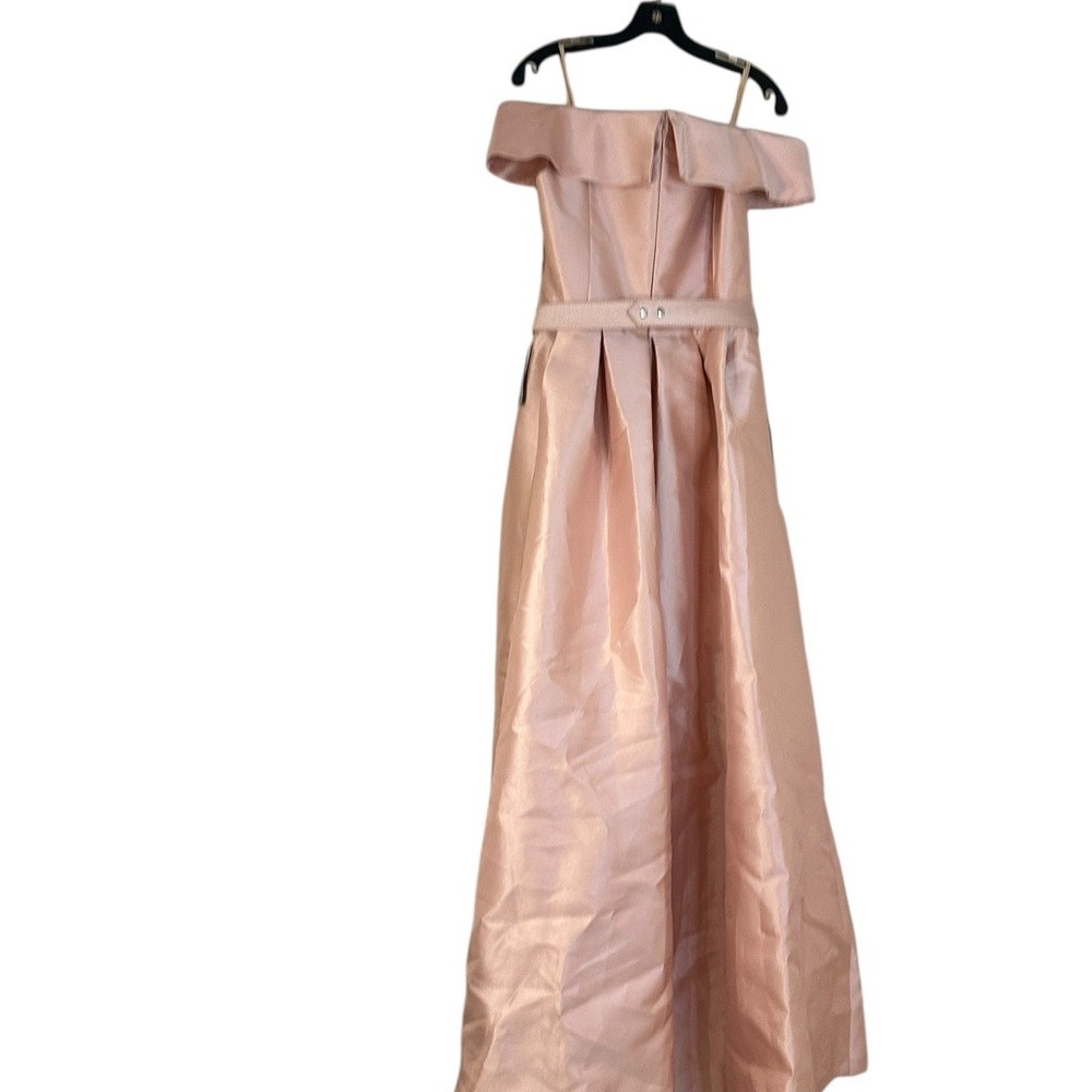 Eliza J Blush Pink Off-Shoulder Gown with Rhinestone Belt – Size 8 - Picture 8 of 13